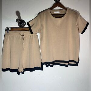 Nali Collection Tan and Black Two-Piece Set Size Medium